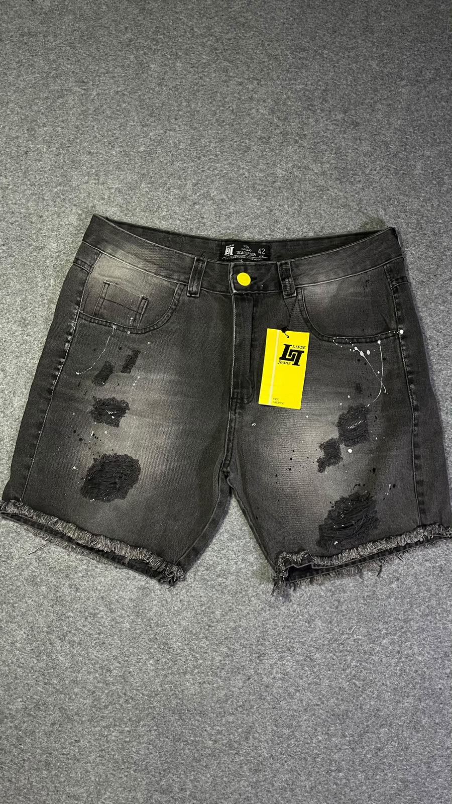 Bermuda Jeans Destroyed Grafite - frente