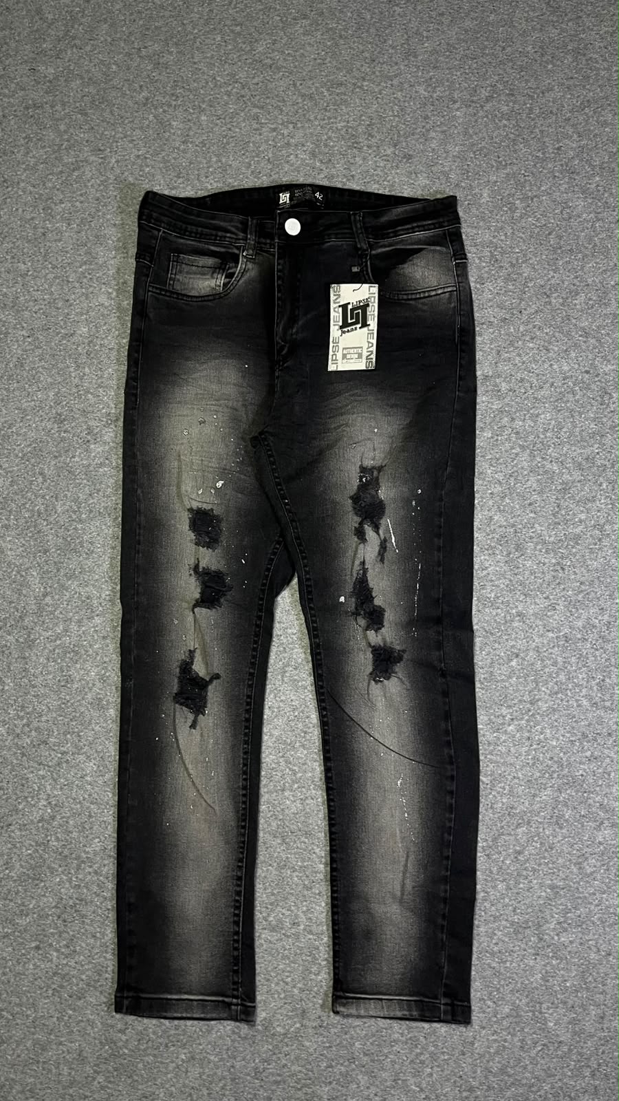 Jeans Preto Destroyed - frente