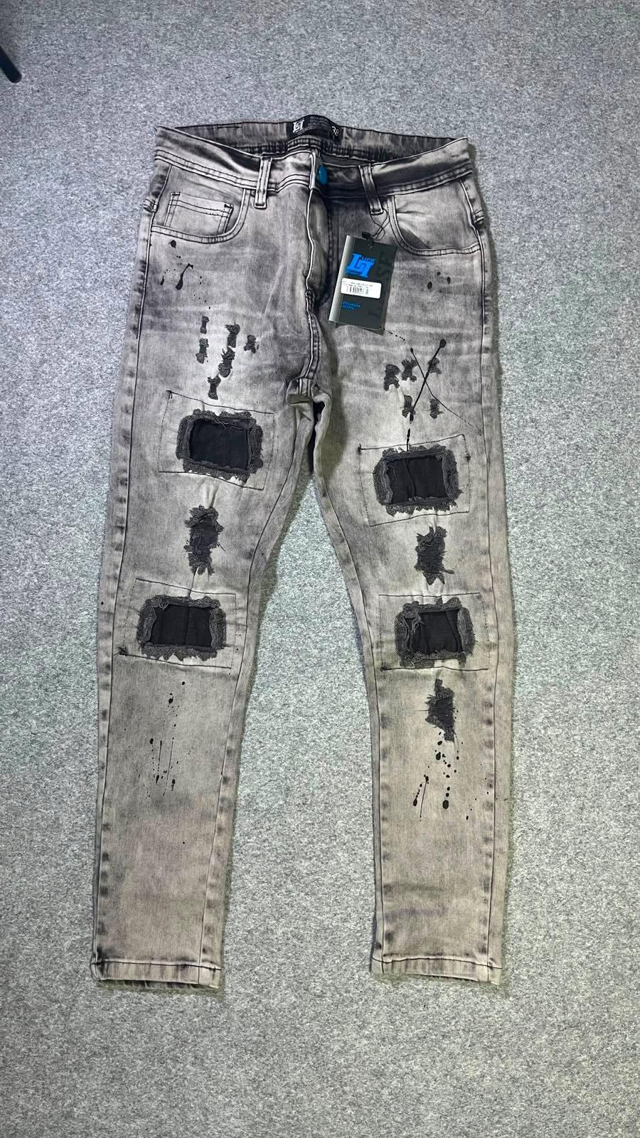 Calça jeans cinza acid frente
