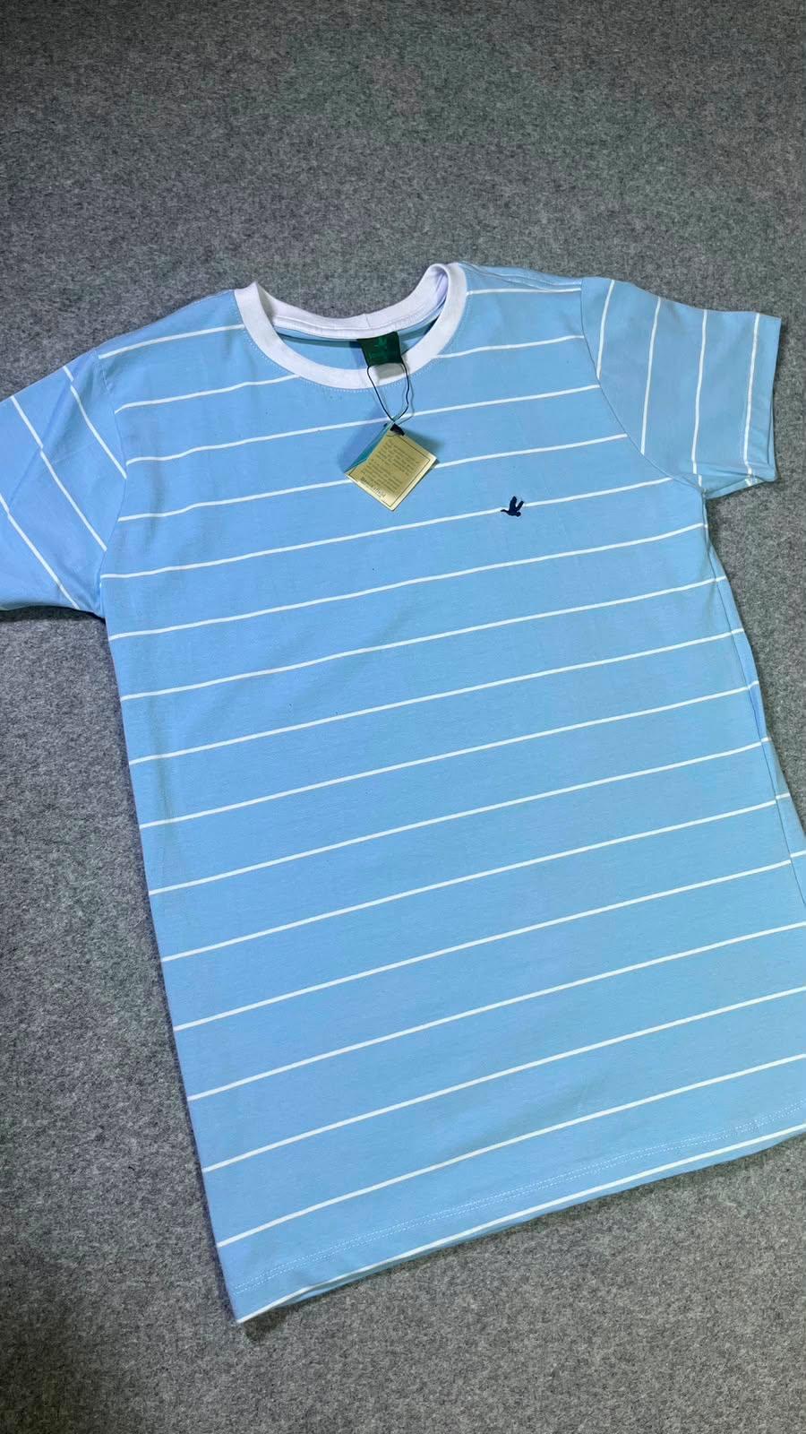 Camiseta listrada azul claro